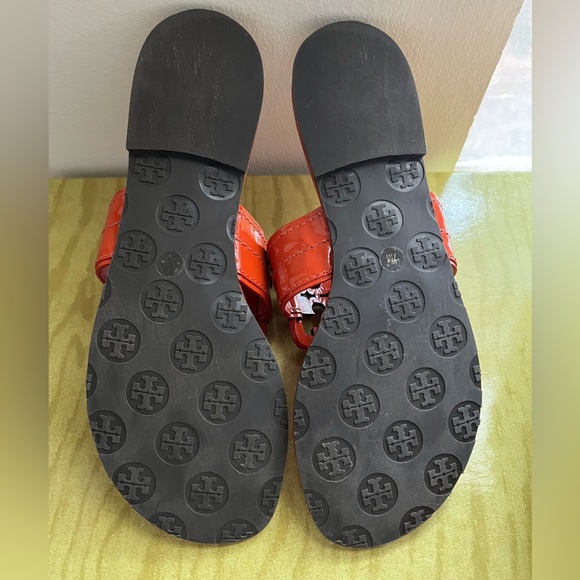 TORY BURCH Miller Patent Leather Orange Sandals size 7 - Picture 8 of 12